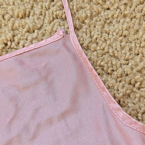 Pink Backless Crop Camisole Top one size as is silky pj feminine lingerie tank - Picture 3 of 12